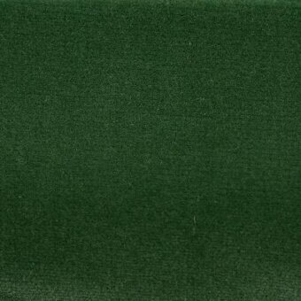 Emerald green velvet fabric sample with uniform pile texture, labeled “moroso london a7067 – london l069 emerald – y” in lower right.